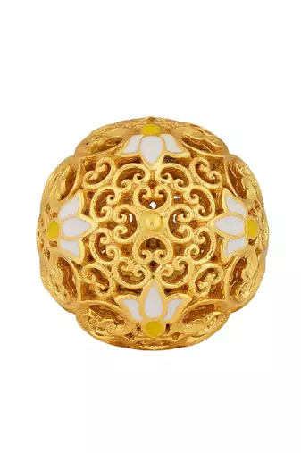 Lotus Globe Statement Ring In Pink Enamel