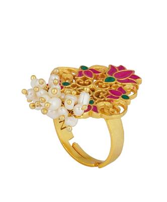 Song Of Water Lotus Ring In Pink Enamel 2