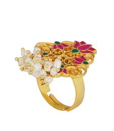 Song Of Water Lotus Ring In Pink Enamel