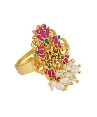 Song Of Water Lotus Ring In Pink Enamel 3