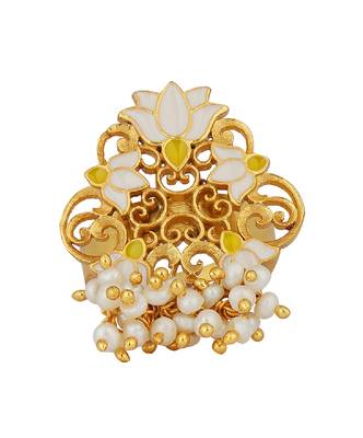 Song Of Water Lotus Ring In White Enamel 2