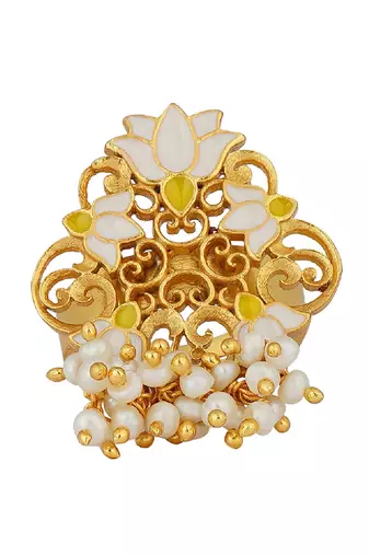 Song Of Water Lotus Ring In White Enamel