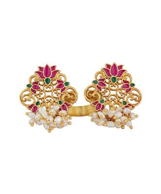 Glory Lotus Open Ring In Pink Enamel 1