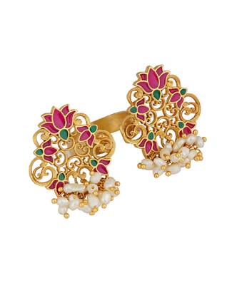 Glory Lotus Open Ring In Pink Enamel 3