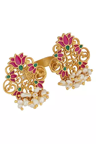 Glory Lotus Open Ring In Pink Enamel