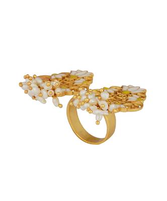Glory Lotus Open Ring In White Enamel 2