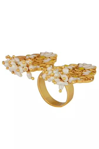 Glory Lotus Open Ring In White Enamel