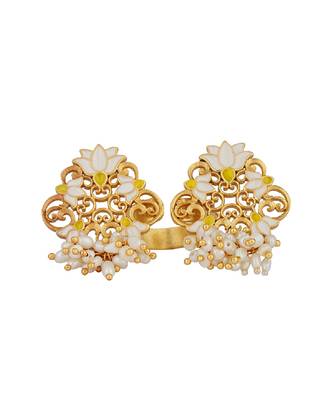 Glory Lotus Open Ring In White Enamel 1