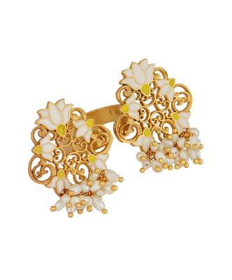 Glory Lotus Open Ring In White Enamel 3