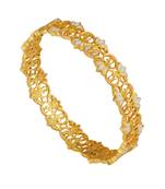 Blooming Tales Lotus Bangle In Pink Enamel