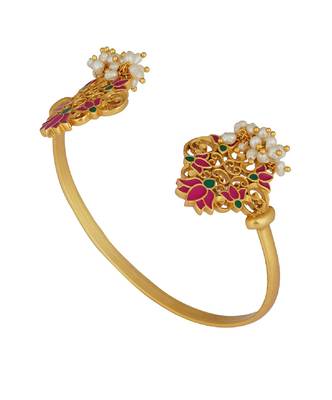 Glory Lotus Cuff Bracelet In Pink Enamel 1