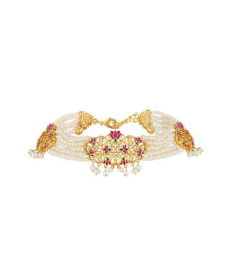 Maharani Lotus Bracelet In Pink Enamel 1