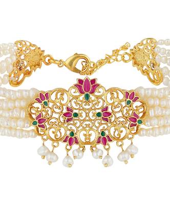 Maharani Lotus Bracelet In Pink Enamel 2