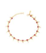 Threads Of Lotus Delicate Anklet In Pink Enamel