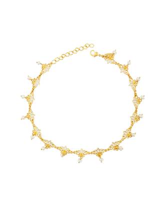 Threads Of Lotus Delicate Anklet In White Enamel 1