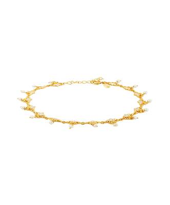 Threads Of Lotus Delicate Anklet In White Enamel 2