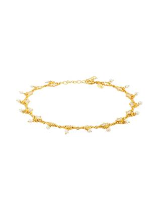 Threads Of Lotus Delicate Anklet In White Enamel 3