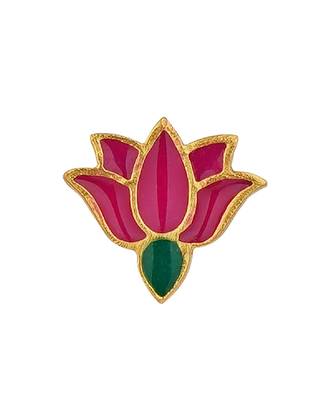 Lotus Story Kurta Buttons In Pink Enamel. Set Of 5 1