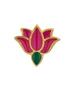 Lotus Story Kurta Buttons In Pink Enamel. Set Of 5