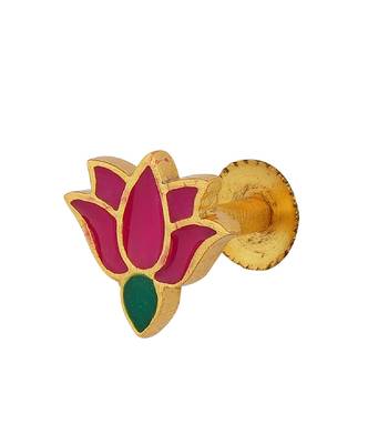 Lotus Story Kurta Buttons In Pink Enamel. Set Of 5 2