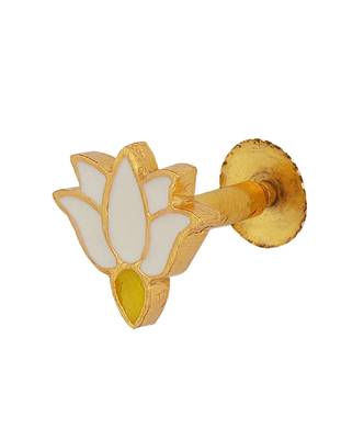 Lotus Story Kurta Buttons In White Enamel. Set Of 5 2