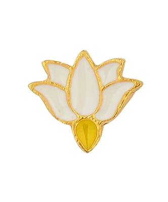Lotus Story Kurta Buttons In White Enamel. Set Of 5 1