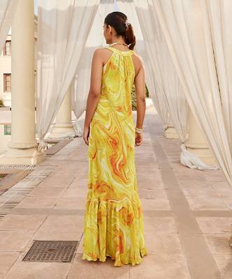 Yellow Satin Dress 4