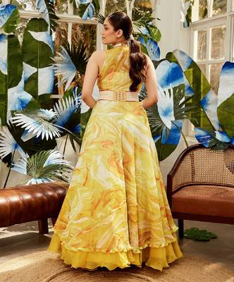 Yellow Gown With Belt 3