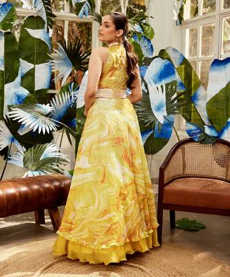Yellow Gown With Belt 4