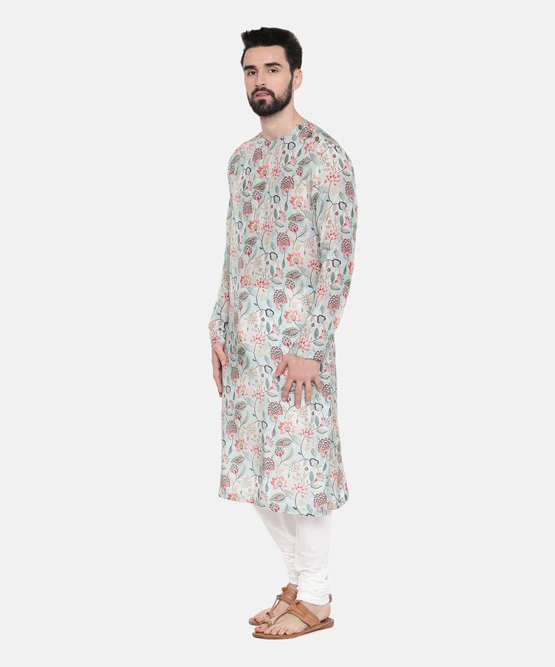 Green Printed Muslin Kurta Set