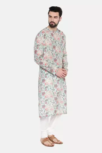 Green Printed Muslin Kurta Set