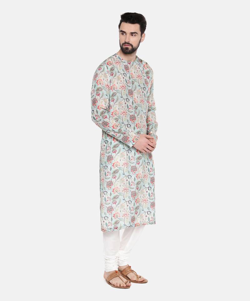 Green Printed Muslin Kurta Set