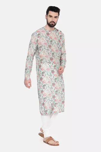 Green Printed Muslin Kurta Set