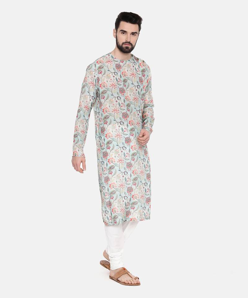 Green Printed Muslin Kurta Set