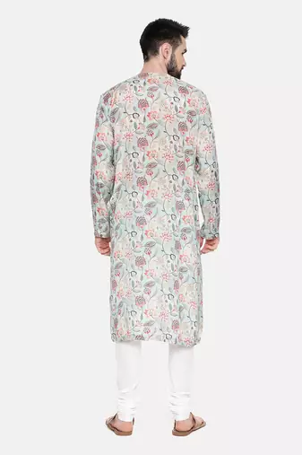 Green Printed Muslin Kurta Set