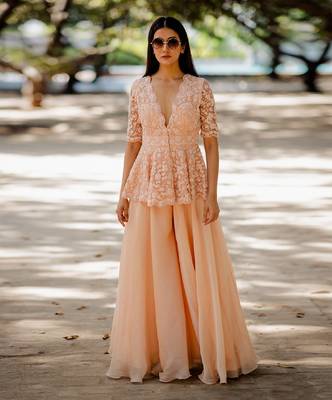 Peach Peplum Sharara Set 1