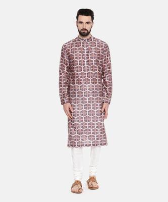 Silk Chanderi Printed Kurta Set 1
