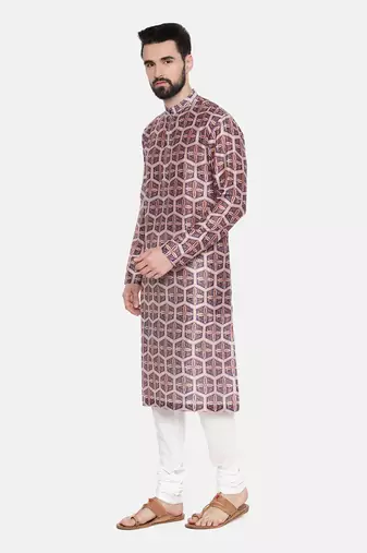 Silk Chanderi Printed Kurta Set