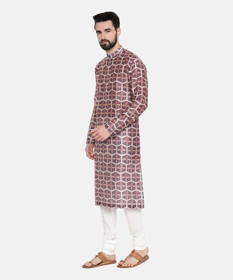 Silk Chanderi Printed Kurta Set