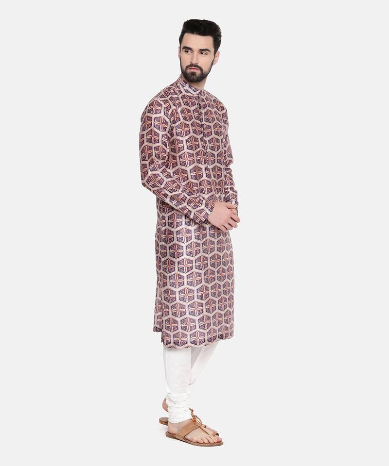 Silk Chanderi Printed Kurta Set