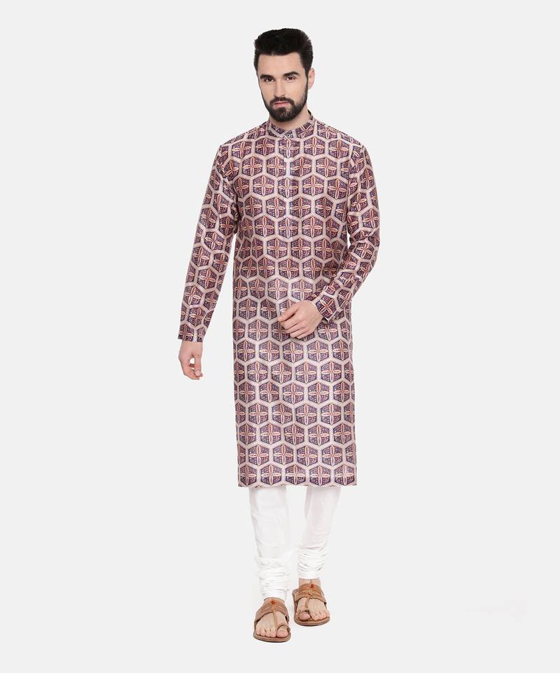 Silk Chanderi Printed Kurta Set