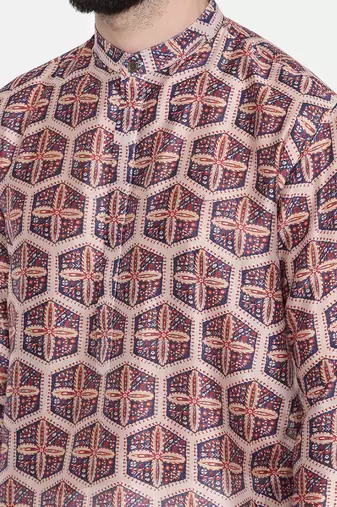 Silk Chanderi Printed Kurta Set