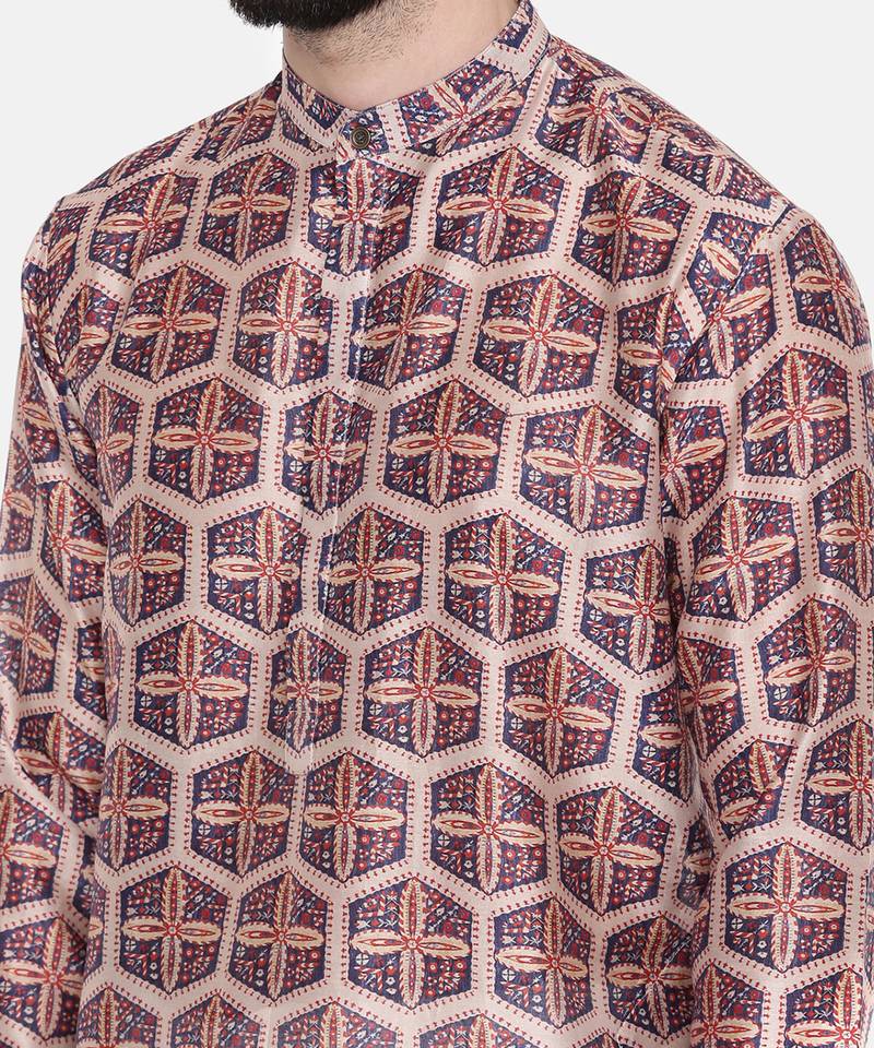 Silk Chanderi Printed Kurta Set