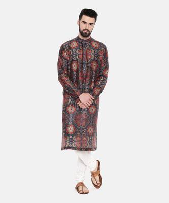 Teal Red Silk Chanderi Kurta Set 1