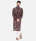Teal Red Silk Chanderi Kurta Set