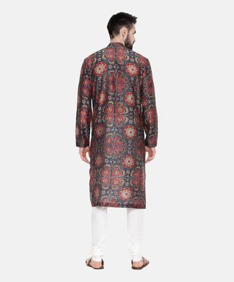 Teal Red Silk Chanderi Kurta Set 5