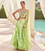 Green Organza Lehenga