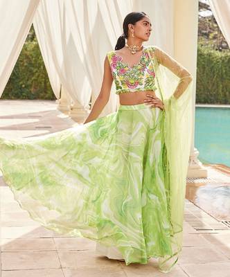 Green Organza Lehenga 2
