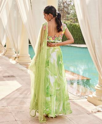 Green Organza Lehenga 4