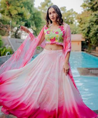 Pink Embroidered Tulle Lehenga 2